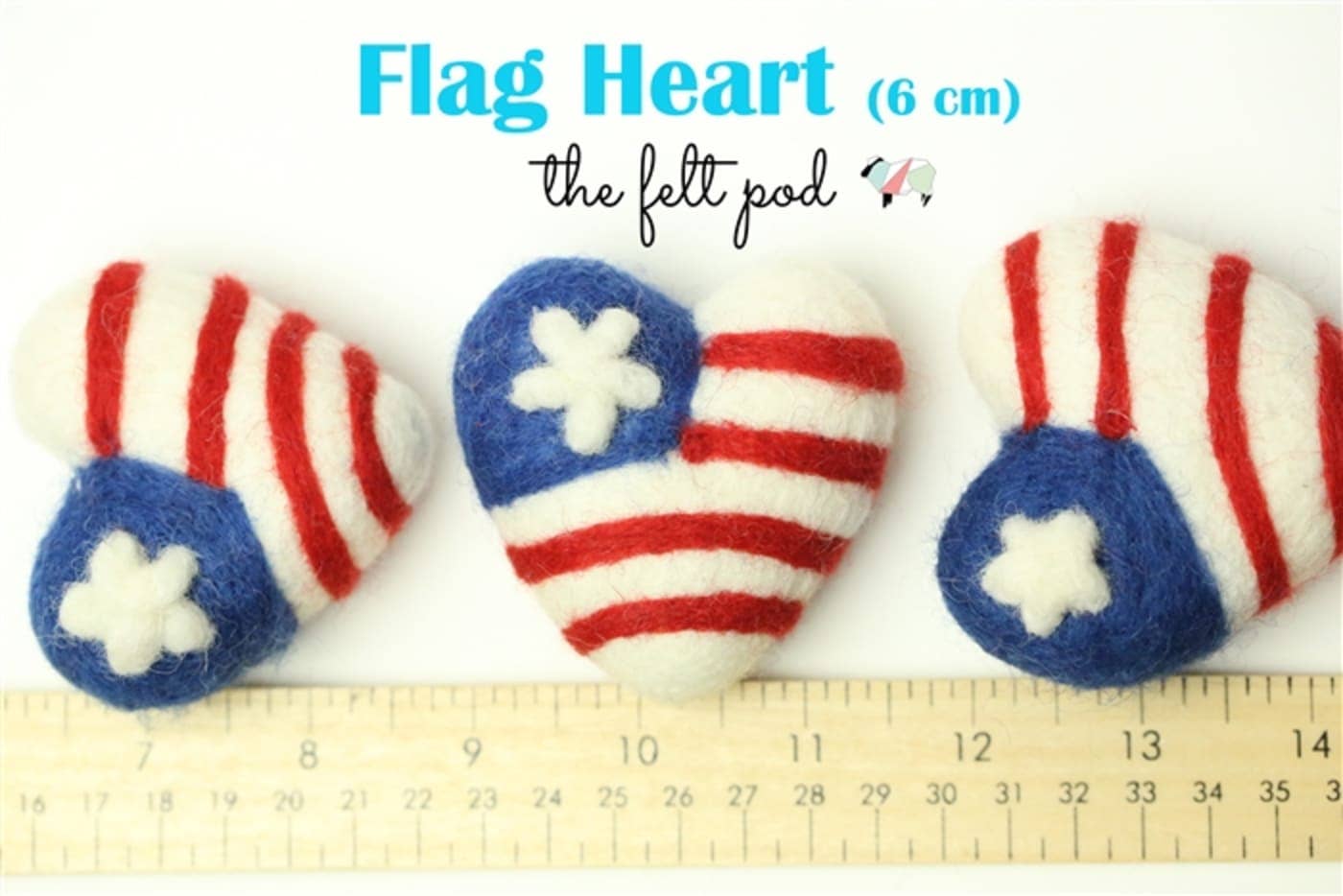 The Felt Pod - Venta al por mayor Material para manualidades - Bandera estadounidense Felt Hearts de 4 y 6 a 7 cm 4