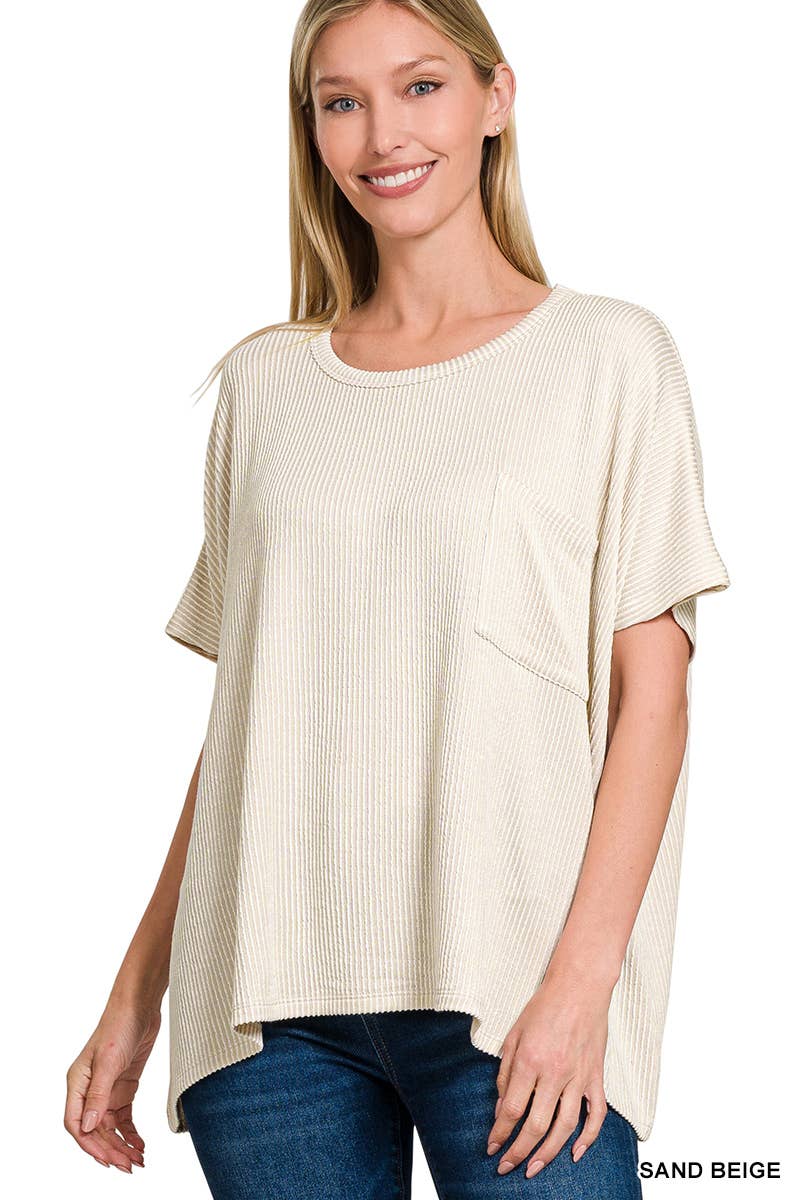 42POPS - Vente Haut en maille – femme - Haut à manches courtes surdimensionné en velours côtelé SI-27212