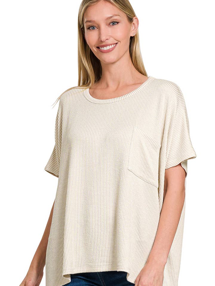 42POPS - Vente Haut en maille – femme - Haut à manches courtes surdimensionné en velours côtelé SI-272120