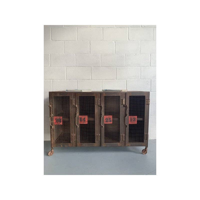 Paloma Black (Casa Natura Design, S.L.) - Wholesale Cabinet - Metal Cabinet 4 Doors 8 Shelves Retro Mesh Doors With0