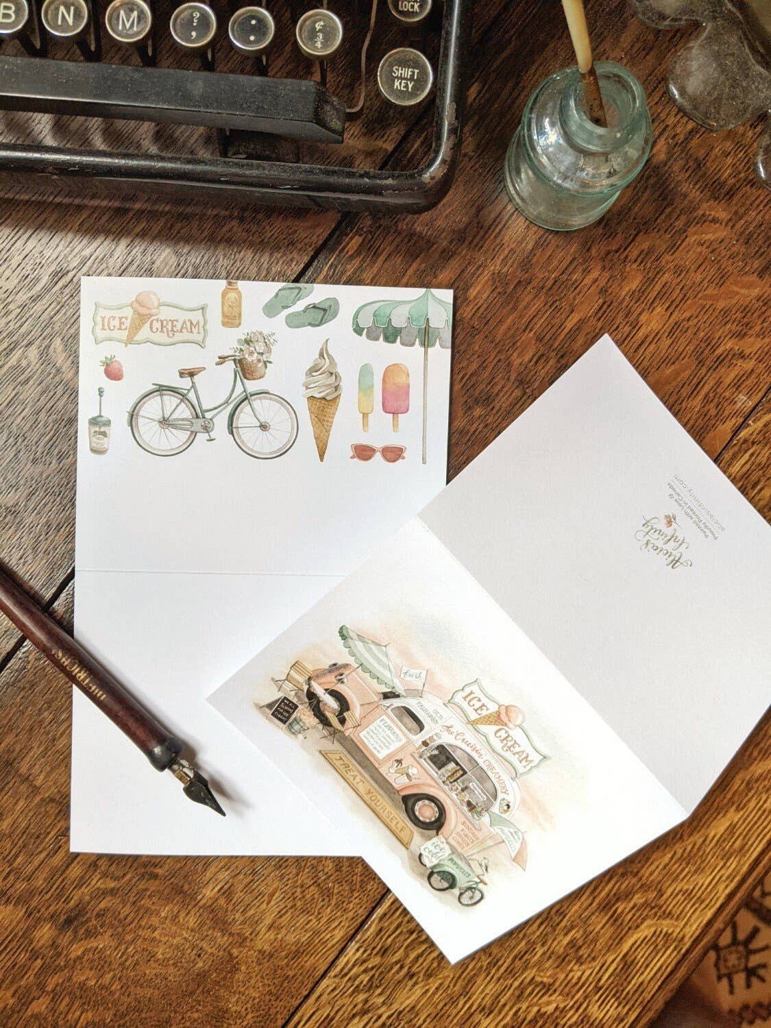 ALICIA'S INFINITY - Wholesale Everyday Greeting Card - Small Town Vintage Ice Cream Truck Notecard3