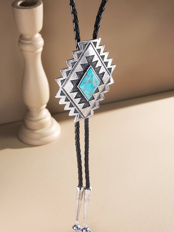 Geometrisk Concho Turkos Bolo Tie för wholesale av Urbanista