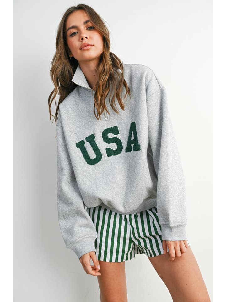 BUTTERMELON - Wholesale Sweatshirt - Women's - Quarter Zip Long Sleeve Top - BMT77958