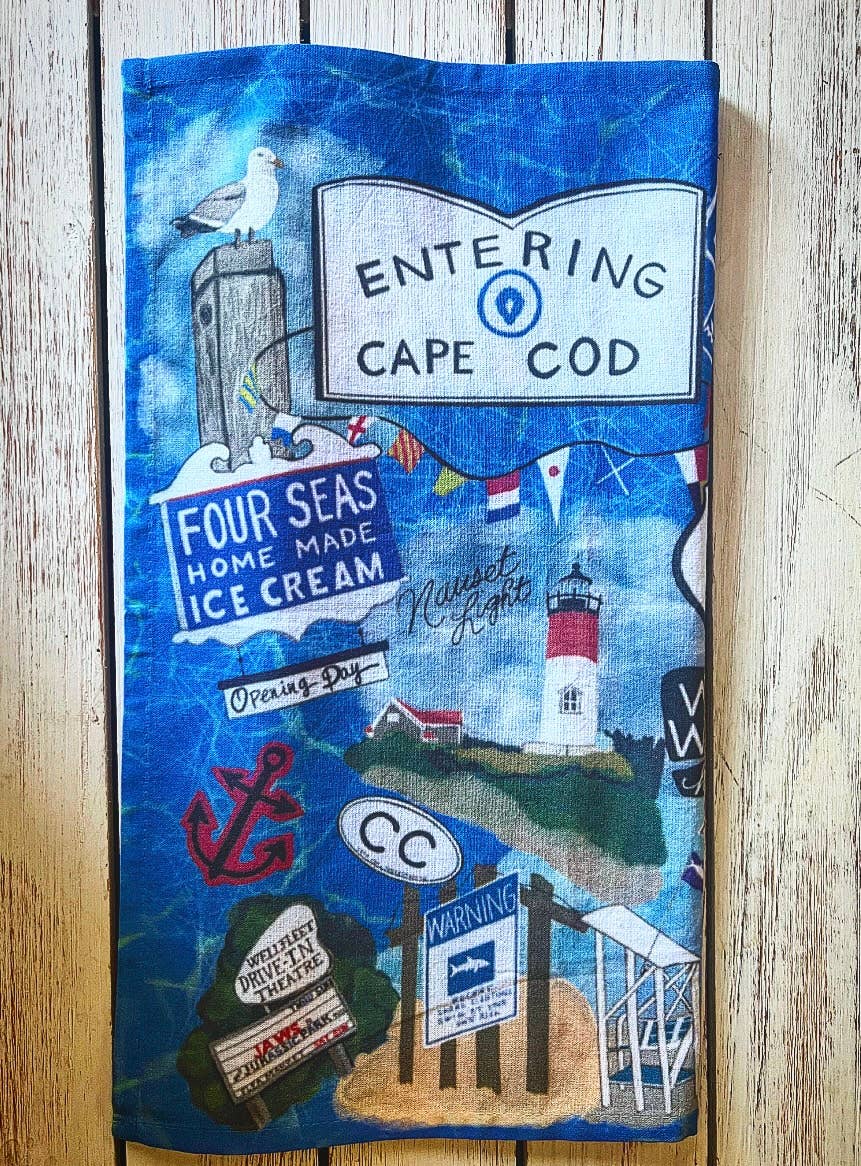 Domesticadence - Wholesale Tea Towel - Hand-Drawn Cape Cod Sites Dish / Tea Towels3