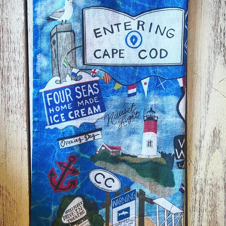 Domesticadence - Wholesale Tea Towel - Hand-Drawn Cape Cod Sites Dish / Tea Towels3