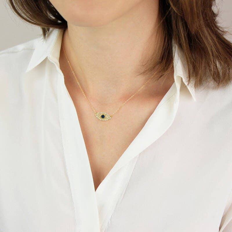Sacred Sunday - Wholesale Pendant/Charm Necklace - Dainty Evil Eye Charm Necklace with Zircon Stone2