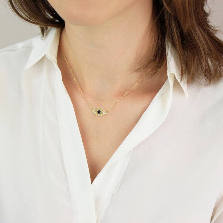 Sacred Sunday - Wholesale Pendant/Charm Necklace - Dainty Evil Eye Charm Necklace with Zircon Stone2