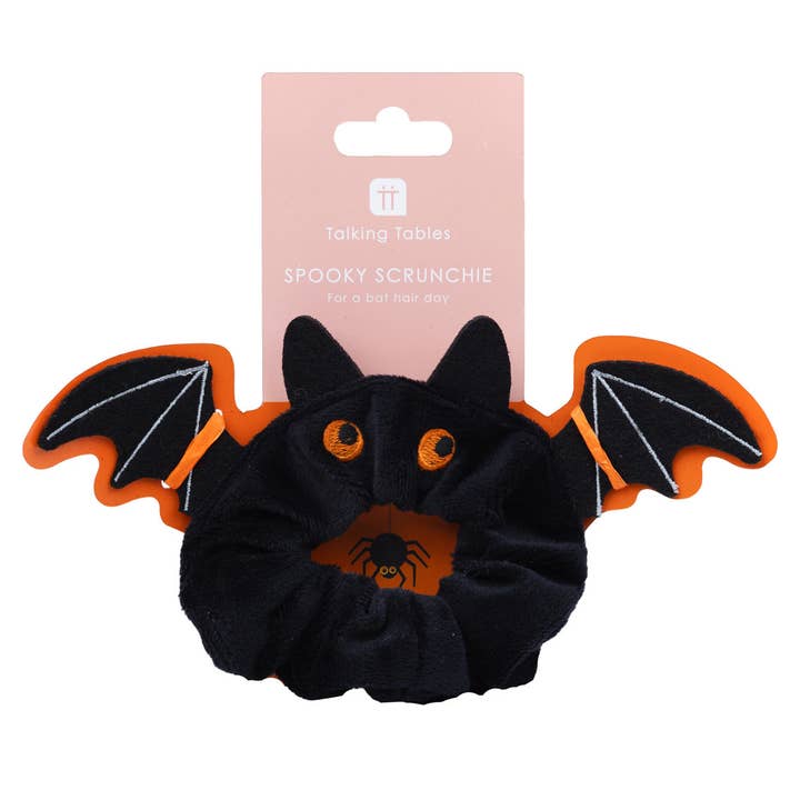 Black & Orange Bat Hair Scrunchie | Halloween Decor | for wholesale by Talking Tables UK