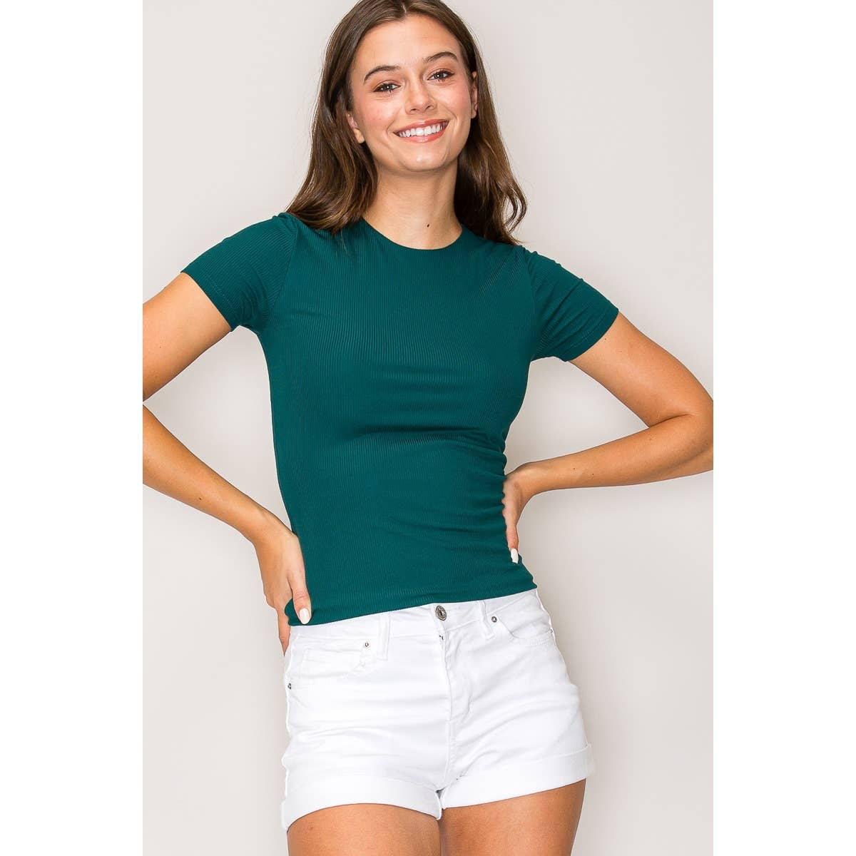 Popular 21 - Vente Haut en maille – femme - T-shirt en tricot à manches courtes et col haut à double couche4