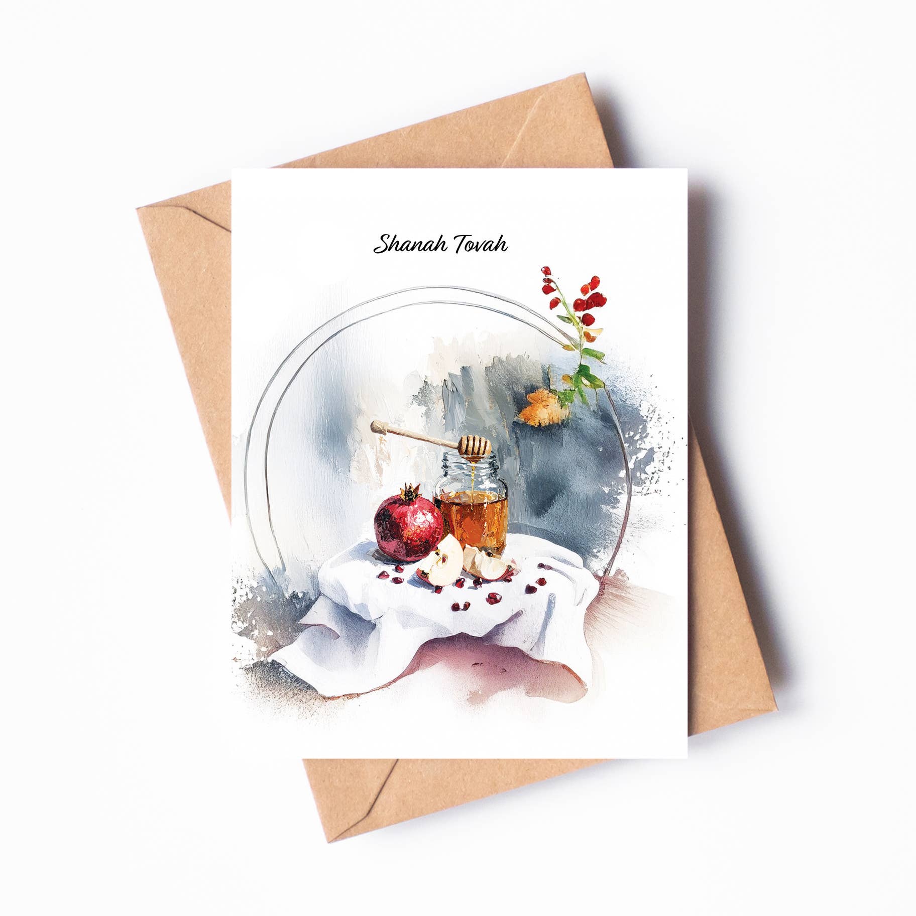 Oakwind Hollow – wholesale Rosh Hashanah card – Rosh Hashanah Still Life Greeting Card RH04 Shanah Tovah1