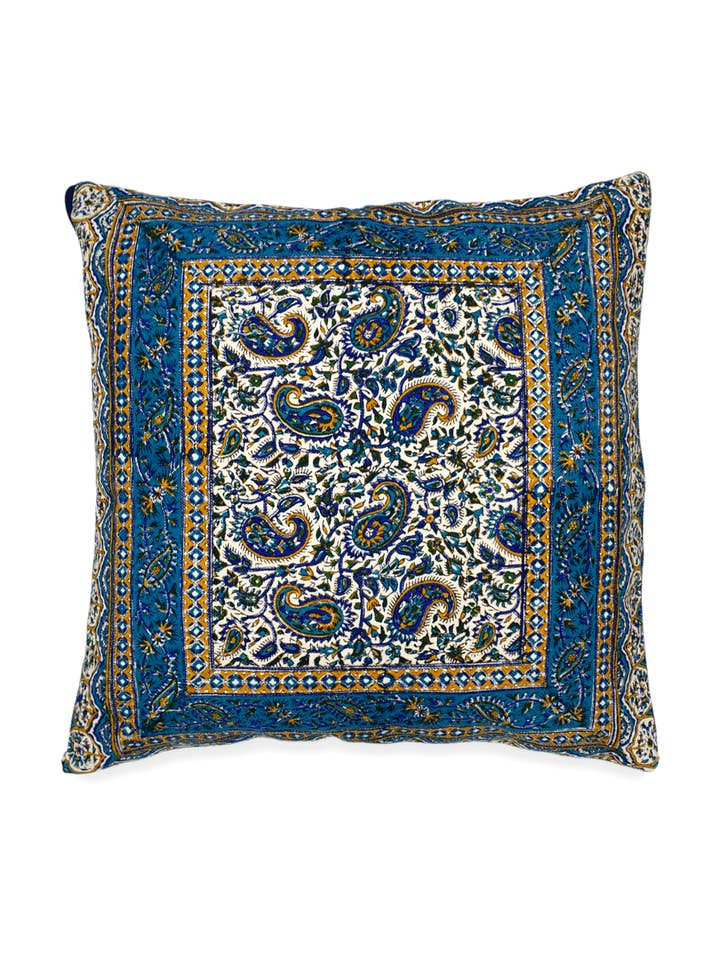 AFROZAN Handtryckt Kuddfodral - Peisly Blue för wholesale av Afrozan Fashion House