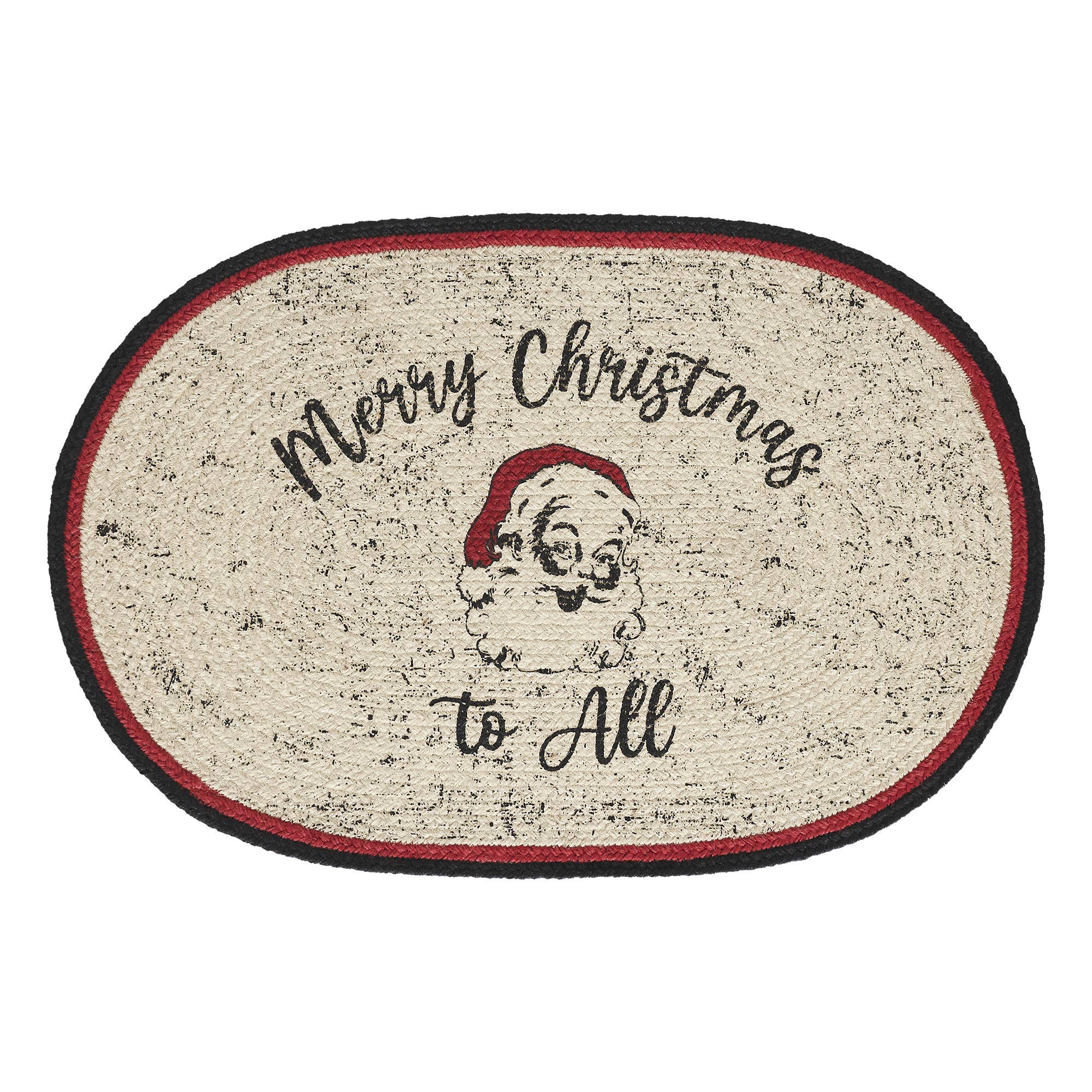 VHC Brands - Wholesale Placemat - Jolly Ole Santa Jute Oval Placemat 13x191