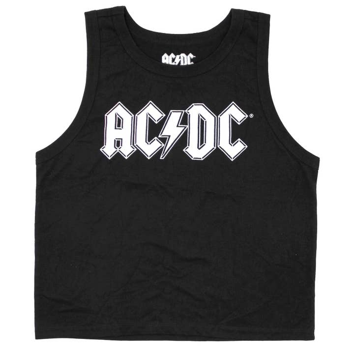 AC/DC Cracked Logo Junior Crop Tank Top Junior Top for wholesale by Rockabilia
