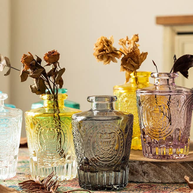 Sweet Home Deco - Wholesale Vase - Vintage Decorative Glass Vases, Colored Bud Flower Vases,