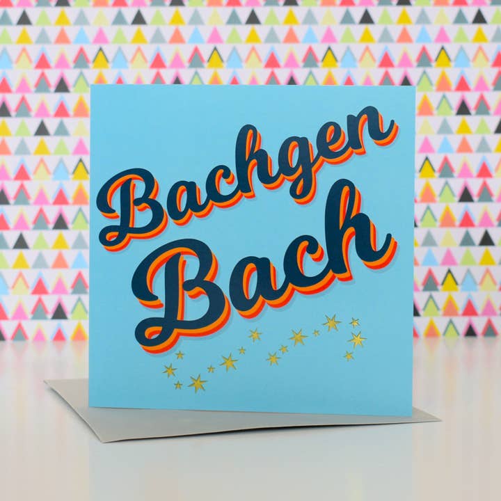 Claire Giles Ltd – wholesale Baby card – Welsh Baby Boy Card, Bachgen Bach, with gold foil2