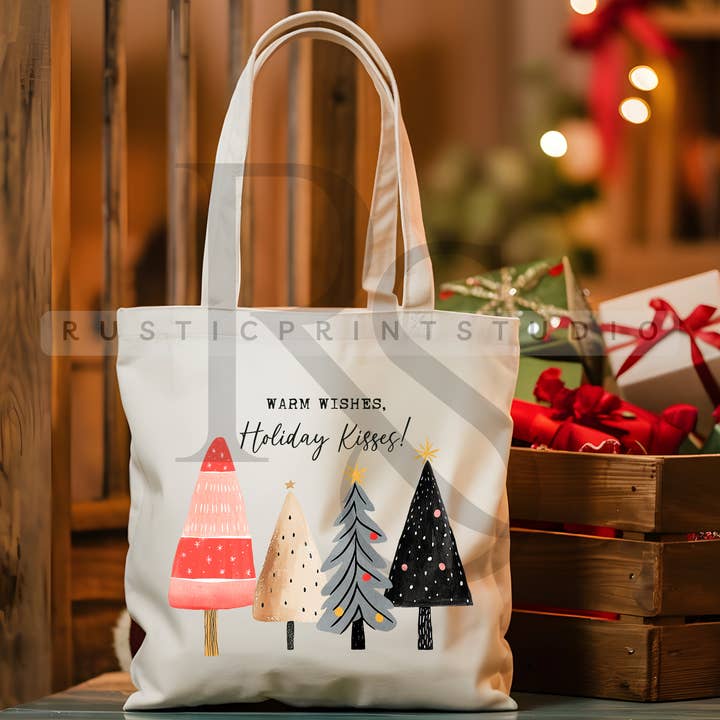 Vintage Christmas Tote Bag Vintage Christmas Tree Bag for wholesale by RusticPrintStudio