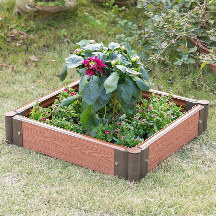Quickway Imports – suporte para vasos de plantas por atacado – Caixa de plantador de flores de cama de jardim ao ar livre com aparência de madeira14