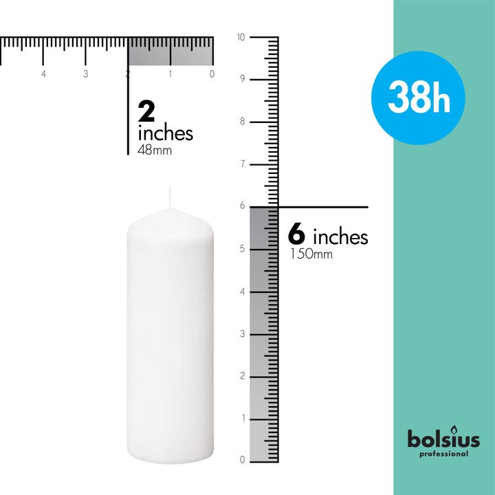 BOLSIUS - Wholesale Pillar Candle - 2 X 6" Tall Pillar Candles Wedding Decor Pillar - White