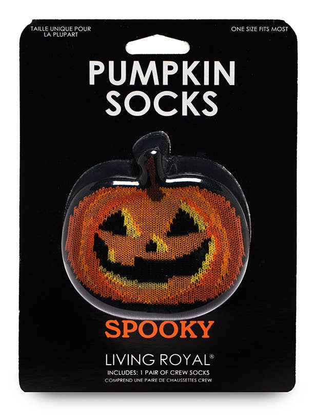 3D Packaged Socks - Halloween - Pumpkin - "Spooky" - Black for wholesale by Living Royal