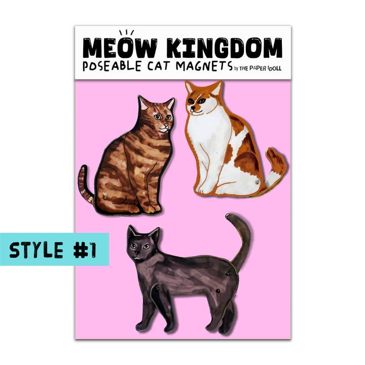 THE PAPER IDOLL – wholesale Magnet – Set of 3 Articulated Cats Fridge Magnets Cat Kitchen decor5