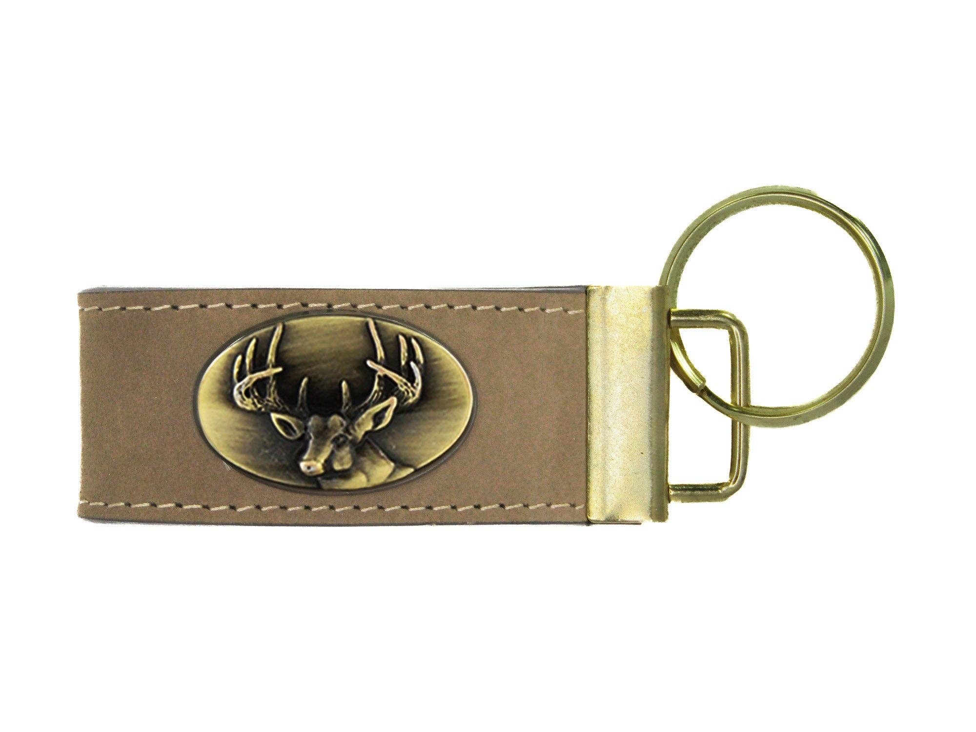 Zep-Pro - Wholesale Keychain - Unisex - Leather Loop Key Fob. Crazyhorse Full Grain Leather With Antique Brass Logo. Bass, Dog, Deer, Mallard4
