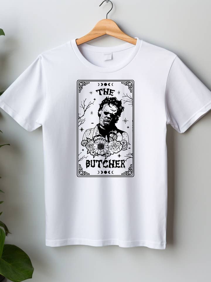 The Butcher tarot card printed tee for wholesale by Cute And Spook