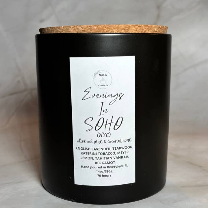 Nala Candle Co - Wholesale Jar/Filled Candle - EVENINGS IN SOHO (NYC) 14oz CANDLE