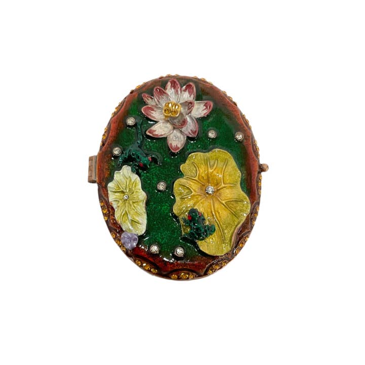 Astoria Gift Corporation - Wholesale Compact Mirror - Frog Lotus Compact Mirror #12-1031