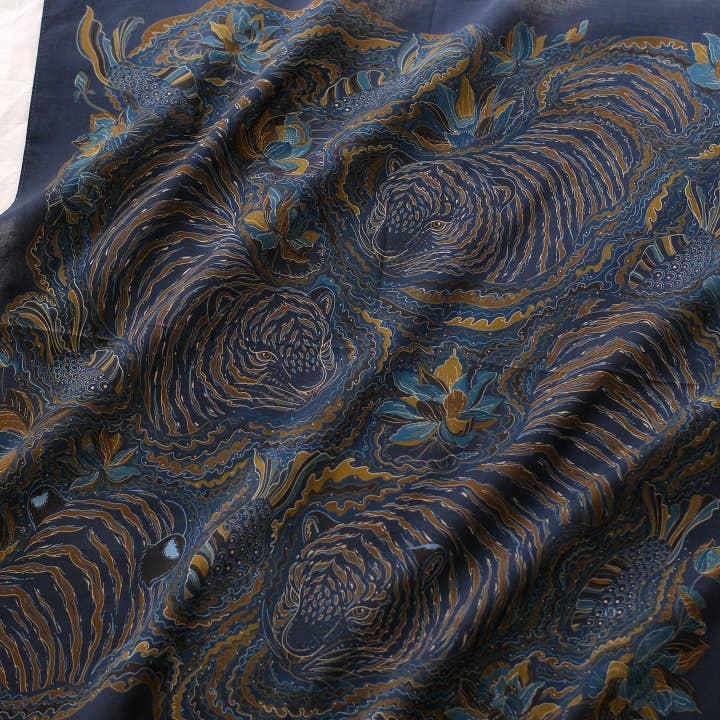 Tiger Bandana Scarf (Midnight) for wholesale by sol&mar art co.