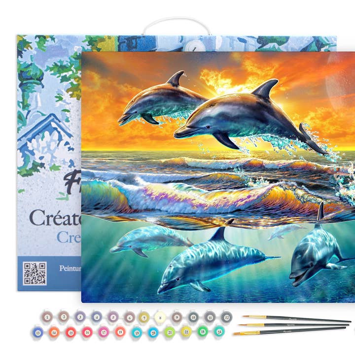 Måla efter nummer Delfiner inramad för wholesale av Figured'Art