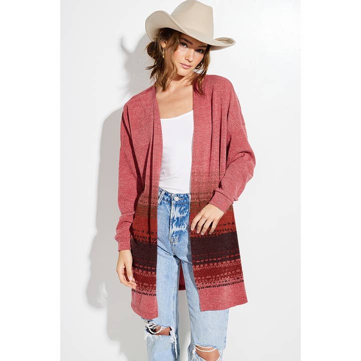 Brushed print Loose fit long sleeve Knit cardigan for wholesale by Phil Love