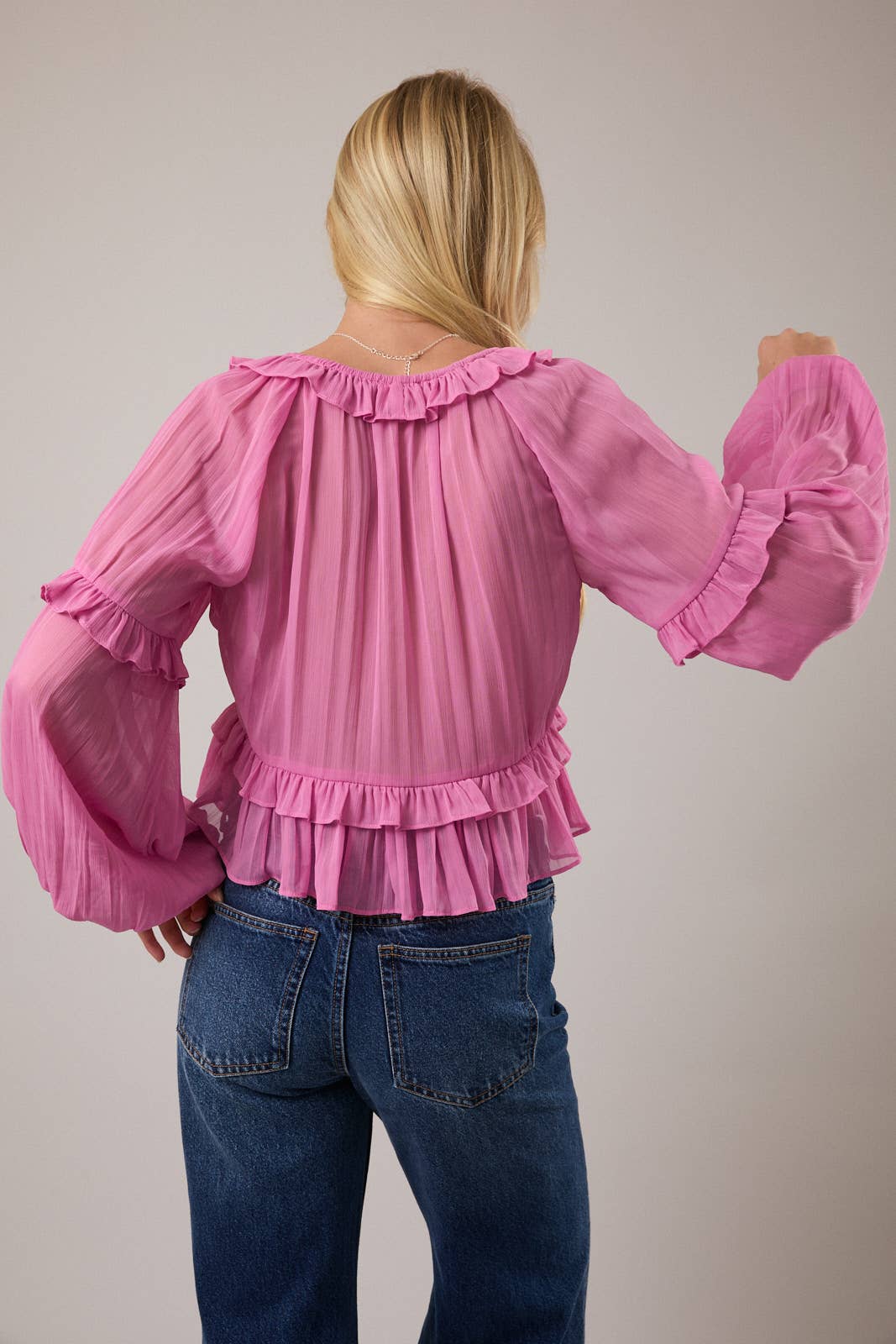 LE LIS - Wholesale Blouse - Women's - SCOOP NECK RUFFLE DETAIL BLOUSE2