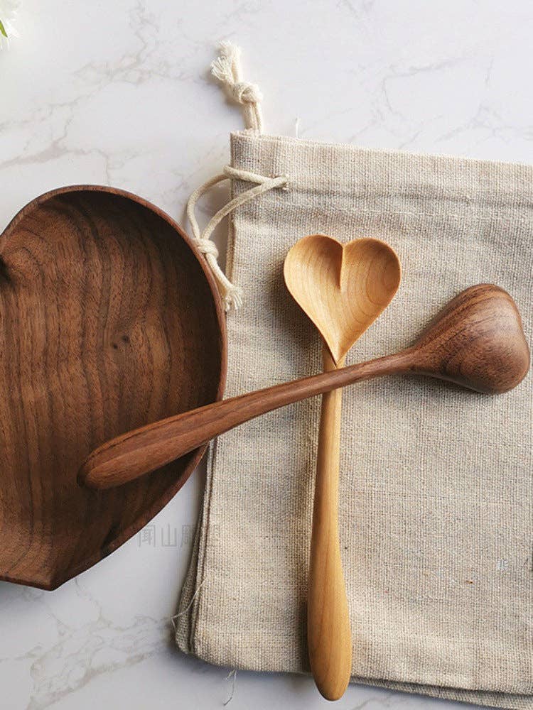 Gohobi （We cover U.S. import duties） - Wholesale Kitchen Spoon - Gohobi Handmade Wooden Heart Shape Spoon 0107