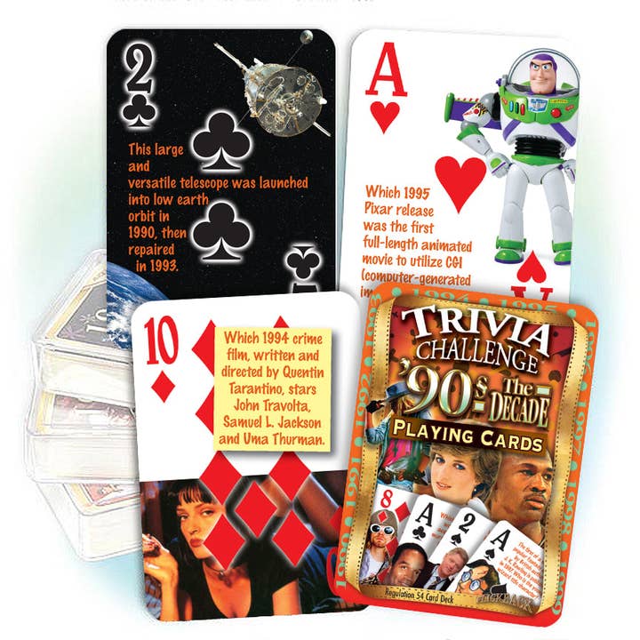 1990's Decade Trivia Challenge Playing Cards: 30th Birthday or Anniversary Gift for wholesale by Flickback