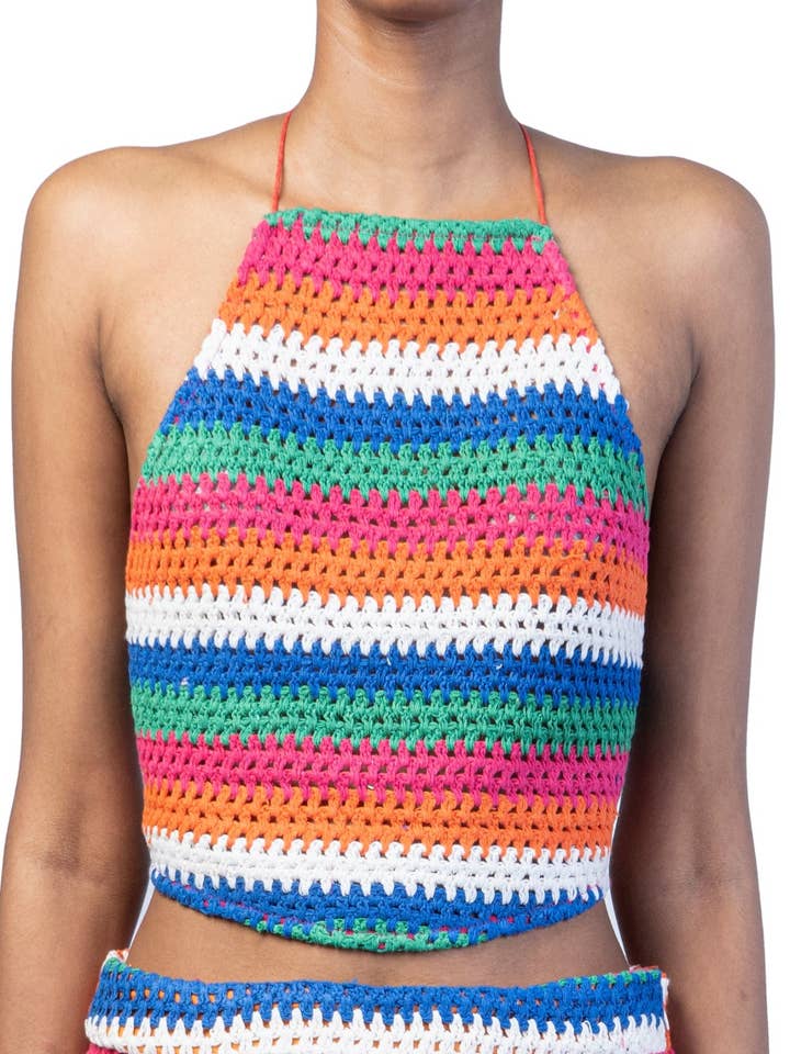 Gehaakte gestreepte zakdoektop voor wholesale door Chogaa NYC