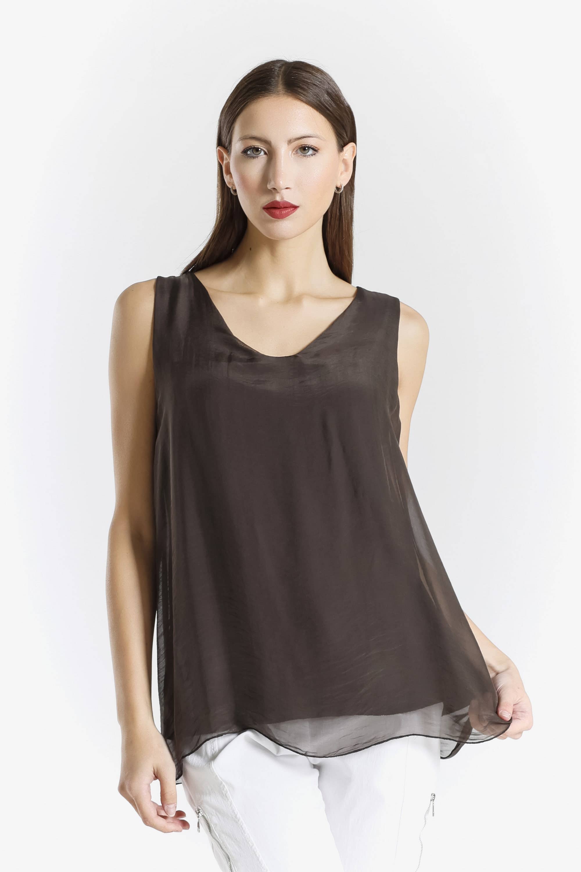 TINA Stephens Italy/Tees By Tina - Wholesale Tank Top - Women's - Dina Silk V-Neck Tank (BT204)13