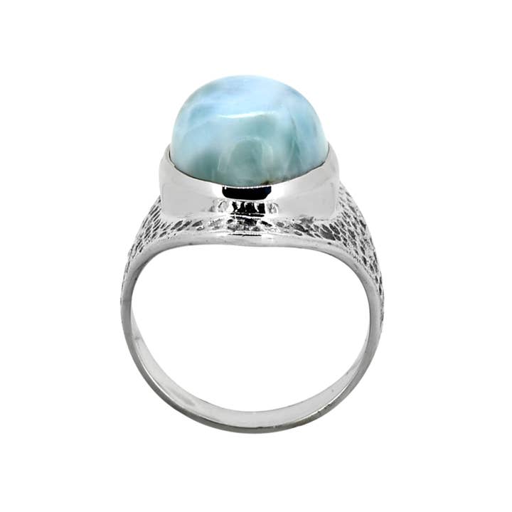 Tiramisu - Wholesale Cocktail/statement ring - 925 Silver Larimar Skygrain Crest Statement Ring2