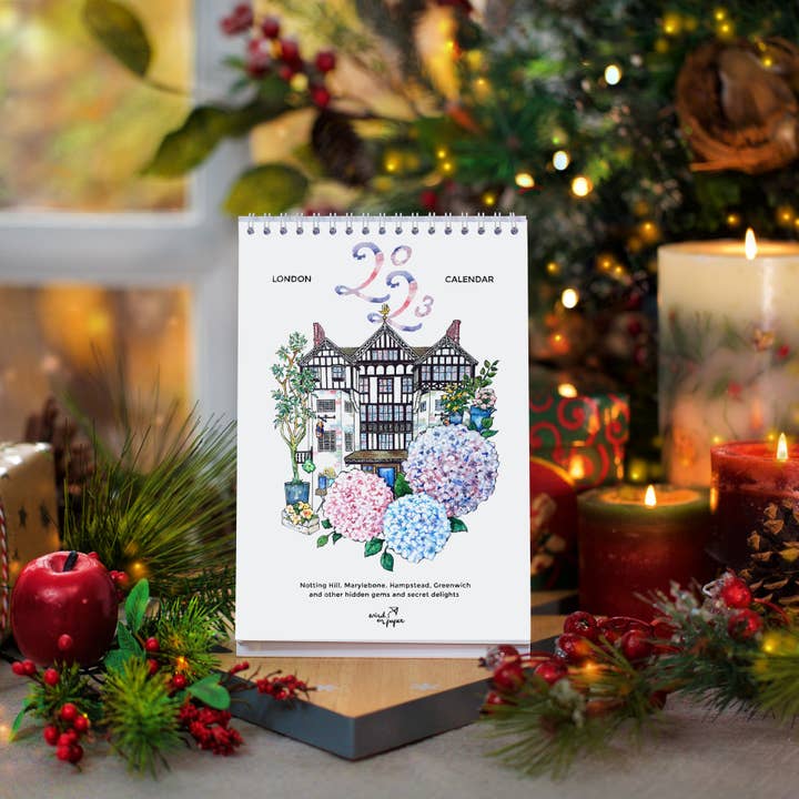 2023 Illustrated London Calendar. A5 Desktop Calendar. for wholesale by Wind On Paper
