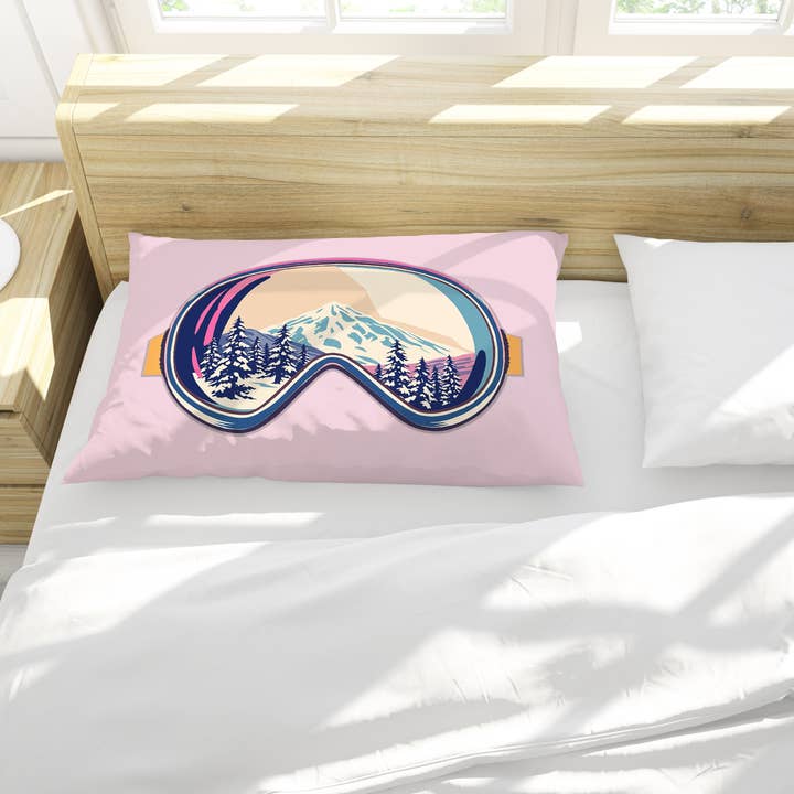 Pillow case Ski Dream in 100% cotton made in Canada for wholesale by Sofs Designs