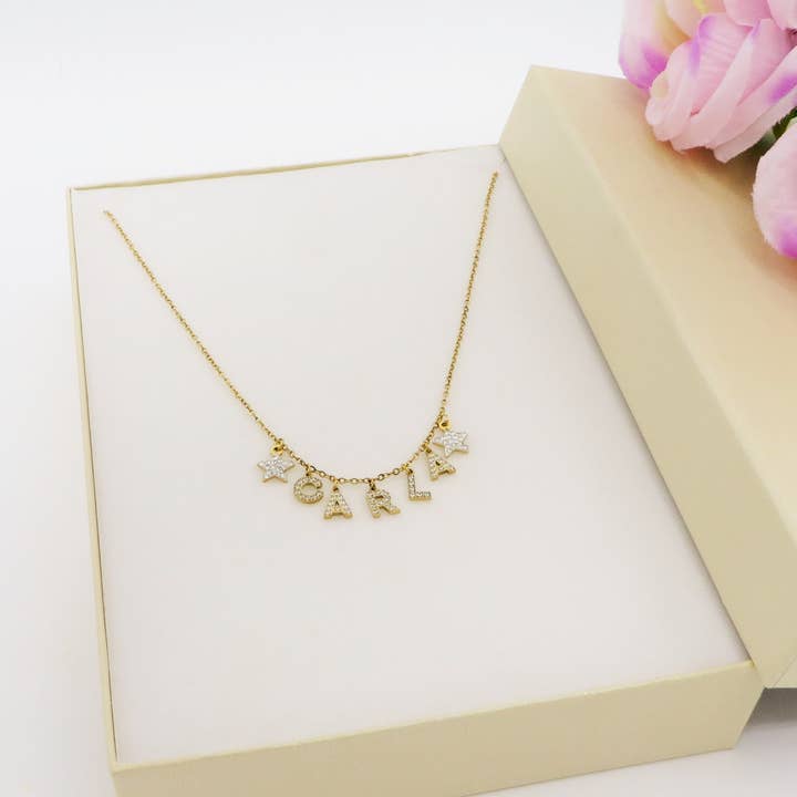 Daemon srls - Wholesale Pendant/Charm Necklace - Collana Nome personalizzato zirconato in Acciaio Inossidabil
