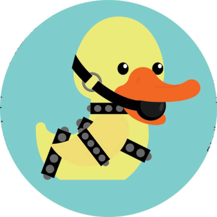 BT5248- Bondage Duck 1.25" Button for wholesale by Kalan