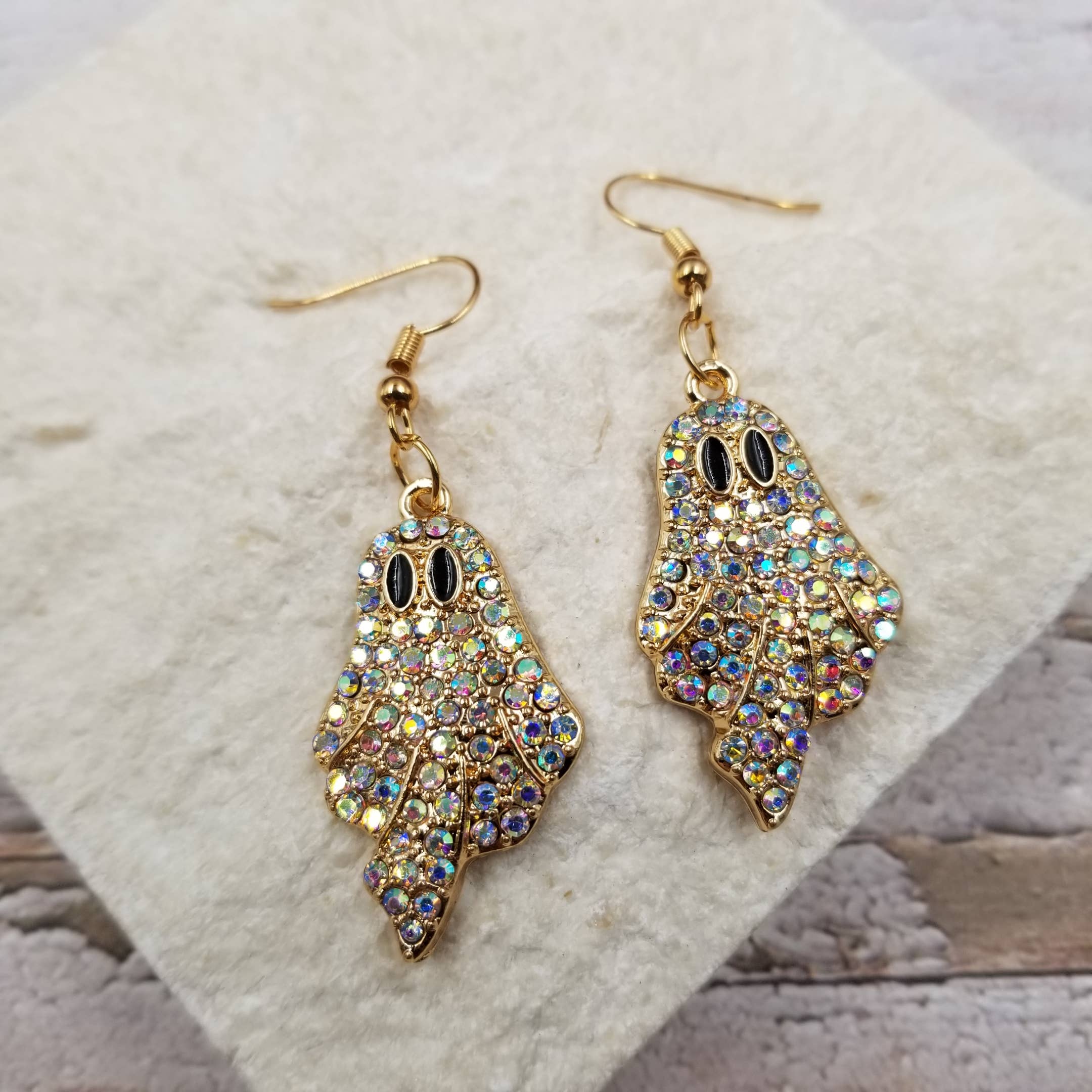 Treasure Wholesale - Wholesale Dangle Earrings - Halloween Diamond Ghost Earrings