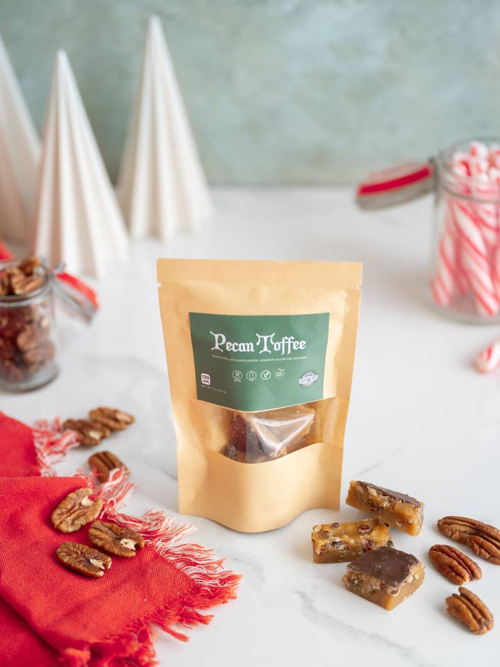 Kleine vegane Pekannuss-Toffee 57 g für den Großhandel von Break Free Candy