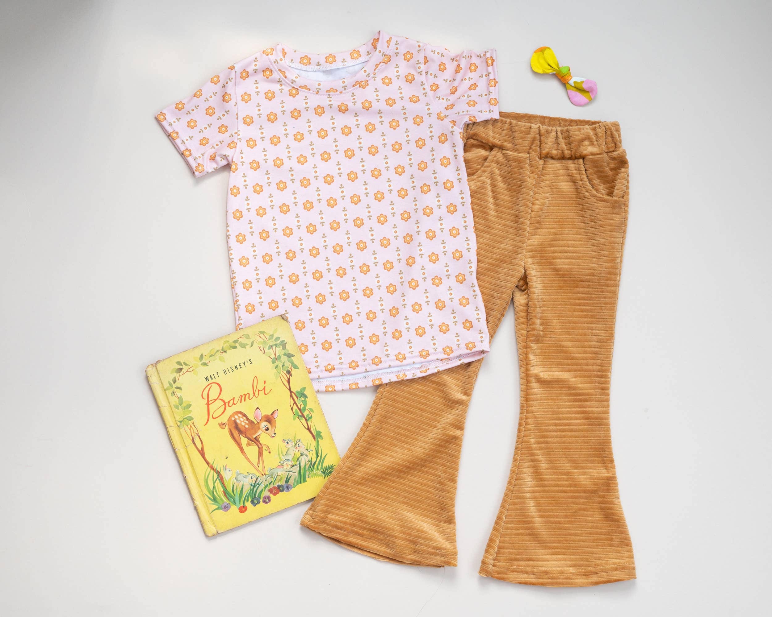 Strawberry Jam Kids - Vente Pantalon – enfant - Vêtements rétro en velours côtelé marron évasé pour filles2