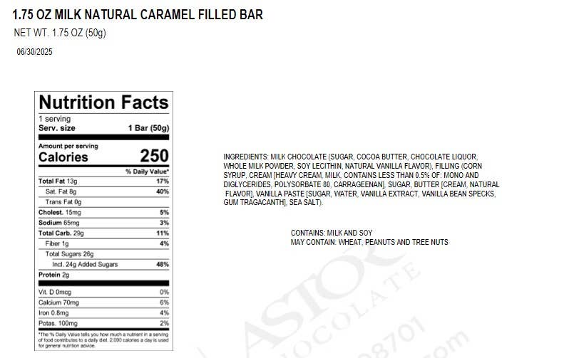 Astor Chocolate Corp. - Wholesale Chocolate Bar - Moodibars® BLAH Milk Chocolate Caramel Filled Bar 1.75oz2