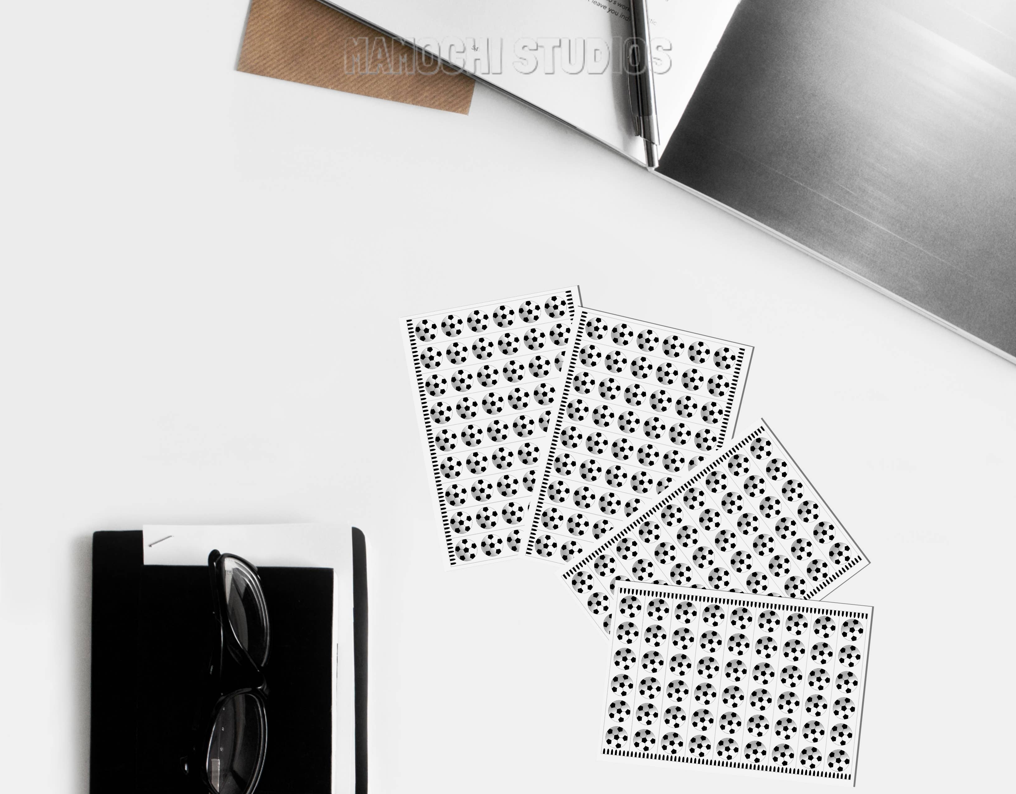 MaMochi Studios - Wholesale Sticker - Washi Tape Mini Sticker Sheet - Soccer Balls, Futbol Sports2