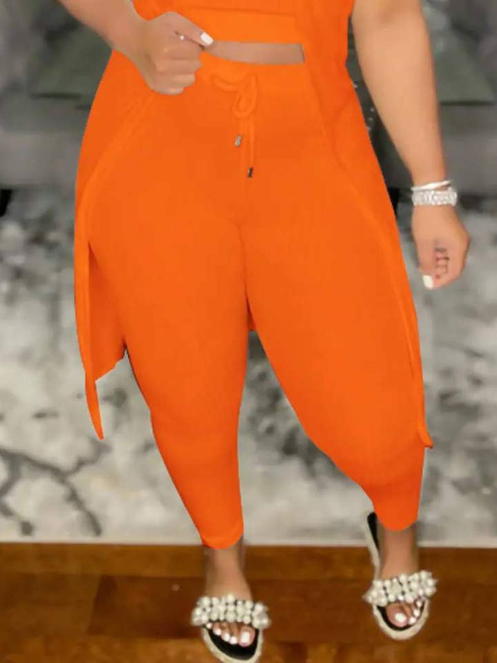 Fashion Combination - Wholesale Top & Pant Set (NOT Loungewear) - Women's - Solid Color Ribbed Knit Two-Piece Set for Women6