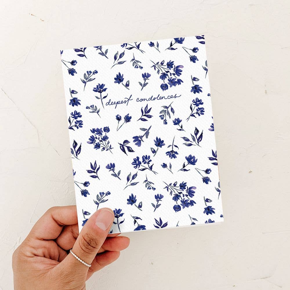 Almeida Illustrations - Wholesale Sympathy Card - Deepest Condolences Navy Floral Card3