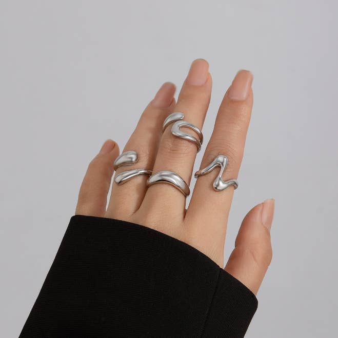 Ringar-Geometriskt pärlring set polerade band för wholesale av Eagle Crest Industries Inc.