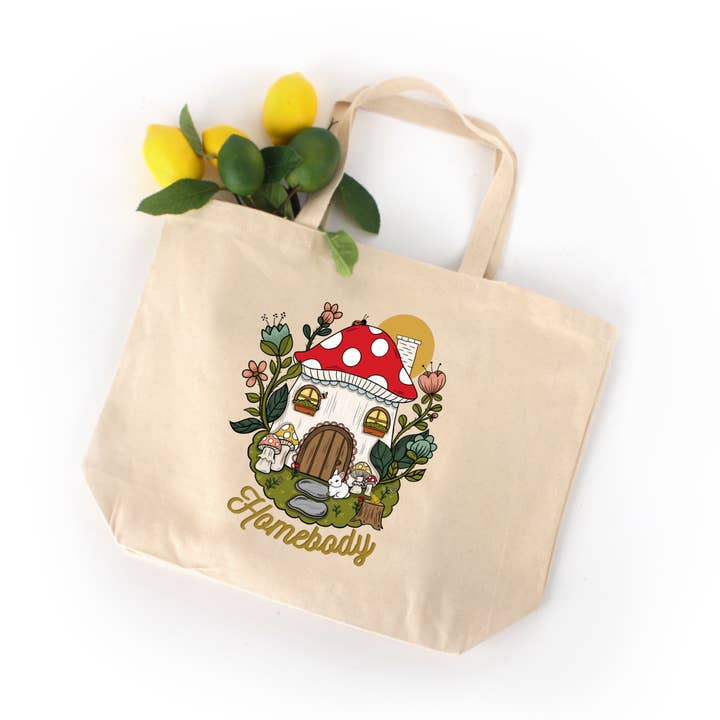 Mushroom House Tote Bag, Homebody, Introvert Bag for wholesale by Remember November, Inc